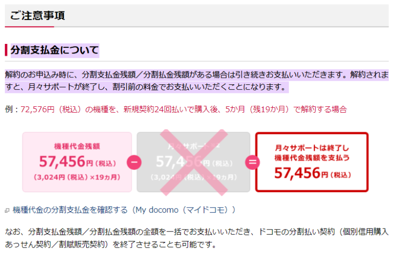 分割支払い金について｜ドコモ