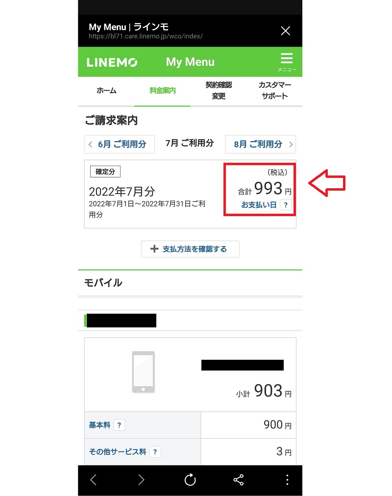 LINEMO使用料金